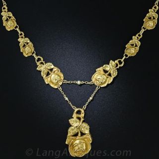 French Antique Rose Motif  Necklace