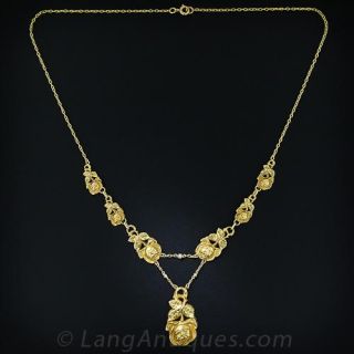 French Antique Rose Motif  Necklace