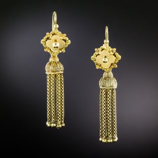 French Antique Tassel Earrings - 2