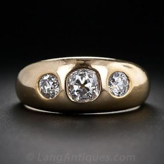 French Antique Three-Stone Diamond Ring