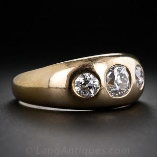 French Antique Three-Stone Diamond Ring