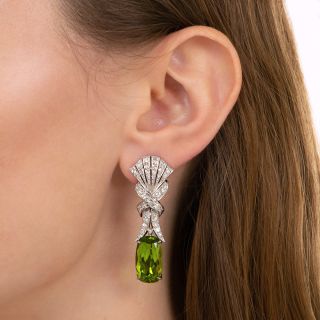 French Art Deco 20.00 Carat Peridot Drop Earrings