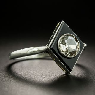 French Art Deco .65 Carat Diamond and Onyx Ring