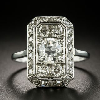 French Art Deco .91 Carat Center Diamond Dinner Ring - 1