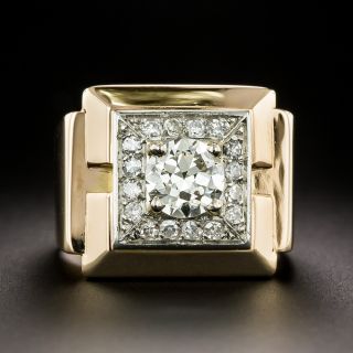 French Art Deco .95 Carat Center Diamond Ring - 3