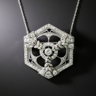 French Art Deco Diamond and Enamel Brooch/Pendant - 4