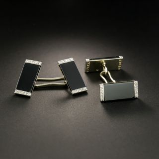 French Art Deco Diamond and Onyx Cufflinks - 3