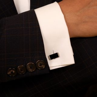 French Art Deco Diamond and Onyx Cuff Links
