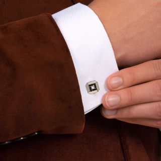 French Art Deco Diamond and Onyx Cufflinks