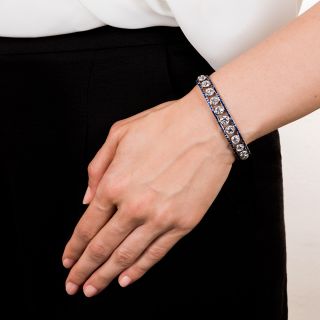 French Art Deco Diamond and Sapphire Bracelet