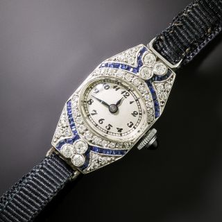 French Art Deco Diamond and Sapphire* Watch - 1