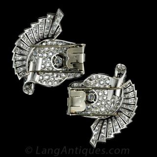 French Art Deco Diamond Clips