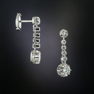 French Art Deco Diamond Drop Earrings - 2