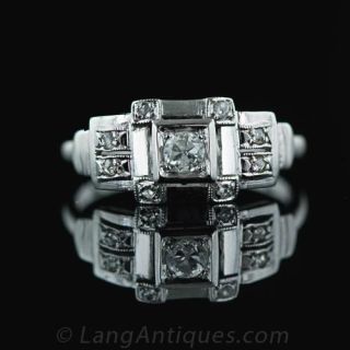French Art Deco Diamond Ring Main View 1