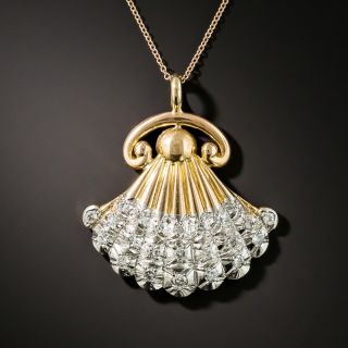 French Art Deco Diamond Scallop Shell Pendant - 2
