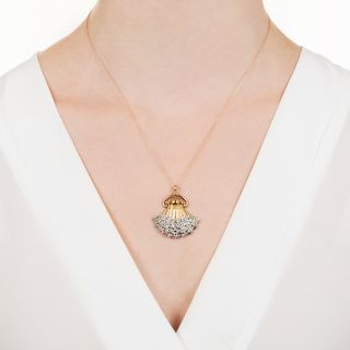 French Art Deco Diamond Scallop Shell Pendant