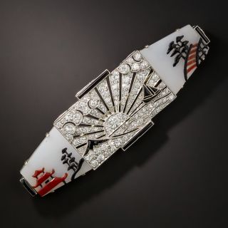 French Art Deco Japonesque Diamond Brooch - 5