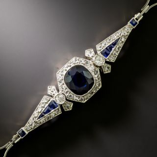 French Art Deco No-Heat Sapphire and Diamond Bracelet - GIA - 2