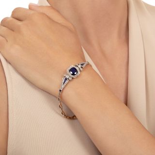 French Art Deco No-Heat Sapphire and Diamond Bracelet - GIA
