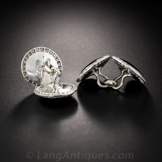 French Art Deco Onyx and Diamond Cufflinks