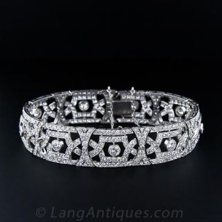 French Art Deco Platinum Diamond Bracelet