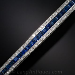 French Art Deco Sapphire and Diamond Bracelet