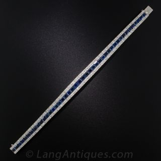 French Art Deco Sapphire and Diamond Bracelet