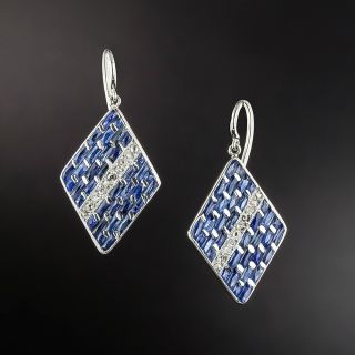 French Art Deco Sapphire and Diamond Earrings  - 2