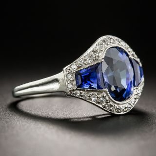 French Art Deco Sapphire and Diamond Ring