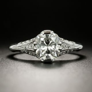 French Art Deco Style 1.02 Carat Cushion-Cut Diamond Ring -  GIA F VS1 - 3
