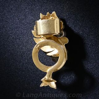 French Art Nouveau 18k and Diamond Griffin Scarf Clip