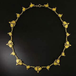 French Art Nouveau 18K Flower Necklace - 2