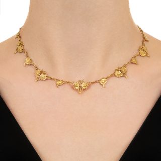 French Art Nouveau 18K Flower Necklace