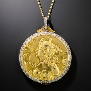 French Art Nouveau 18K Locket with Diamonds by Comte Prosper Depinay de Briort - 2