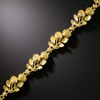 French Art Nouveau 18K Rose Link Bracelet - 3