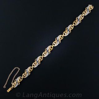 French Art Nouveau Bracelet with Sapphires and Diamonds