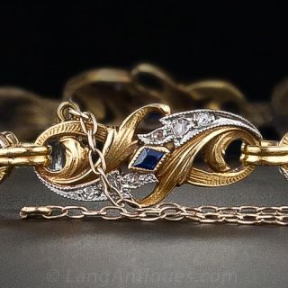 French Art Nouveau Bracelet with Sapphires and Diamonds