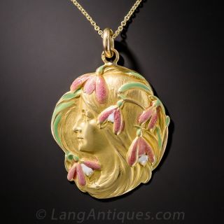 French Art Nouveau Enamel Pendant c.1909