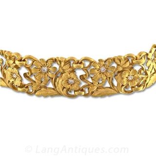 French Art Nouveau Floral Motif Bracelet
