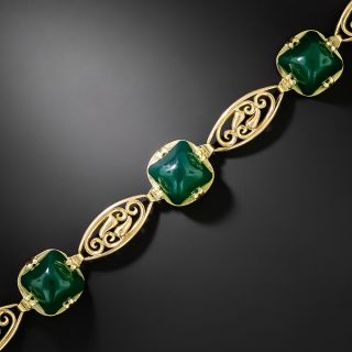 French Art Nouveau Green Chalcedony Bracelet - 3