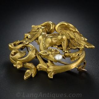 French Art Nouveau Griffin Brooch