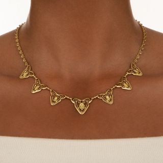 French Art Nouveau Heart Link Necklace