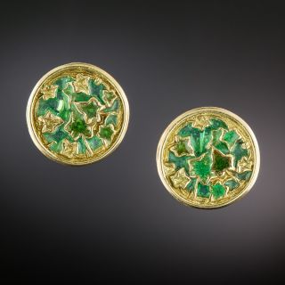French Art Nouveau Plique-a-Jour Earrings - 1