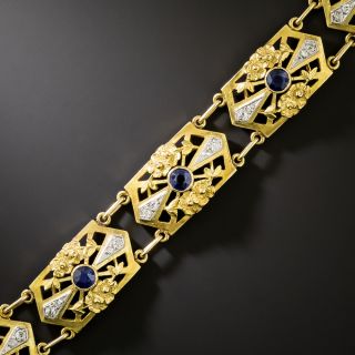 French Art Nouveau Sapphire and Diamond Bracelet - 2