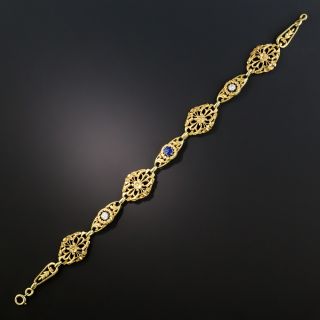 French Art Nouveau Sapphire and Diamond Bracelet
