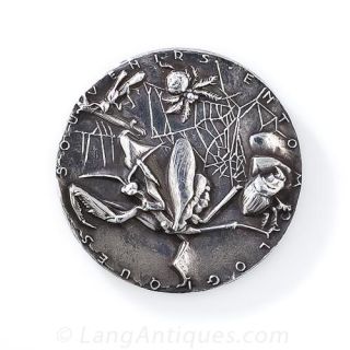 French Art Nouveau Silver Insect Pin