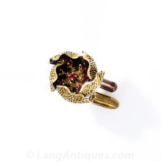 French Articulated Blue Enamel Flower Pin