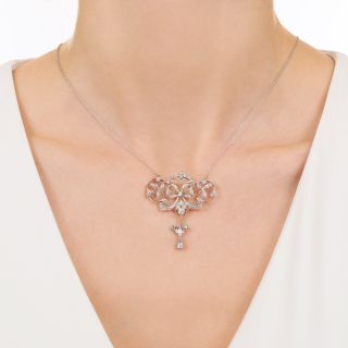 French Belle &Eacute;poque Diamond Bow Lavalière 