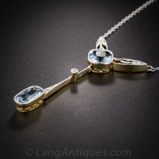 French Belle Epoque Aquamarine and Diamond Necklace