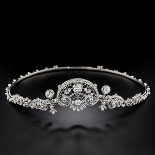 French Belle Epoque Convertible Diamond Necklace/Tiara - GIA - 1